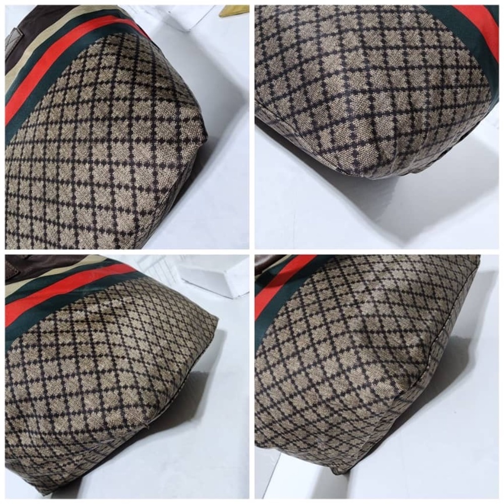 Authentic Gucci Diamante Canvas Web Shopping Tote Bag Brown/Beige - Picture 9 of 15